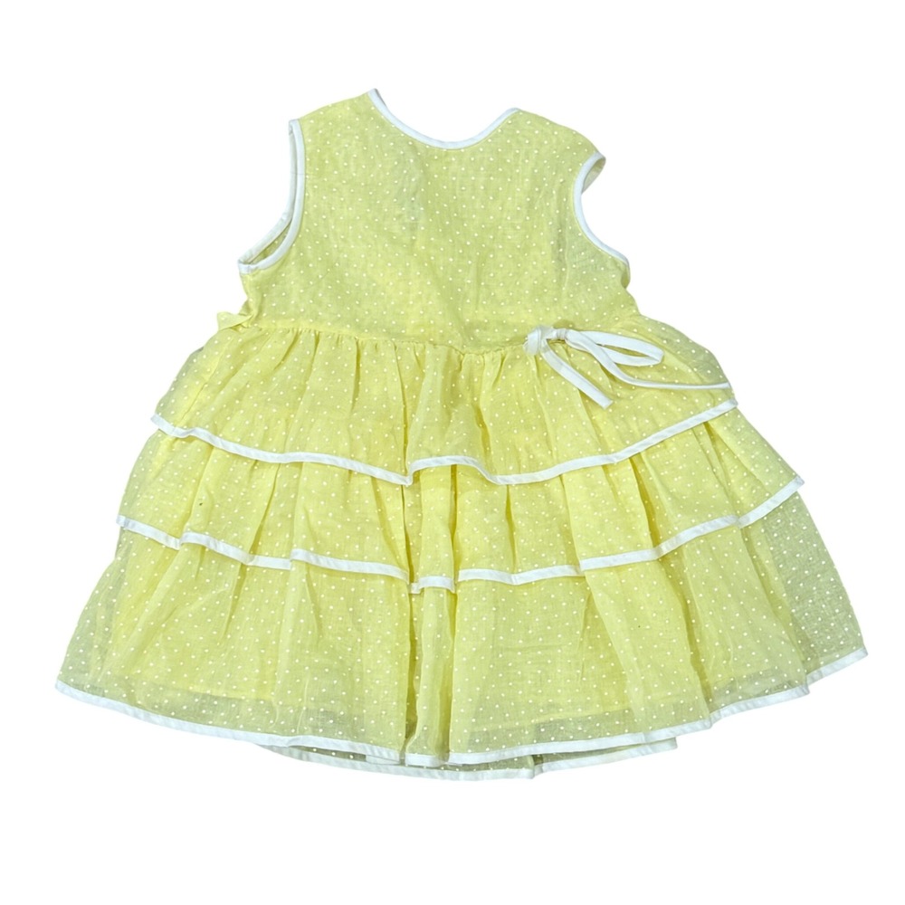 Youngland Yellow Polka Dot Tiered Dress